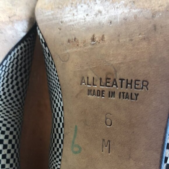Rare Vintage Charles Jourdan Leather Pumps Black & Ivory Pattern Sz‎ 6 - EUC - Picture 12 of 14